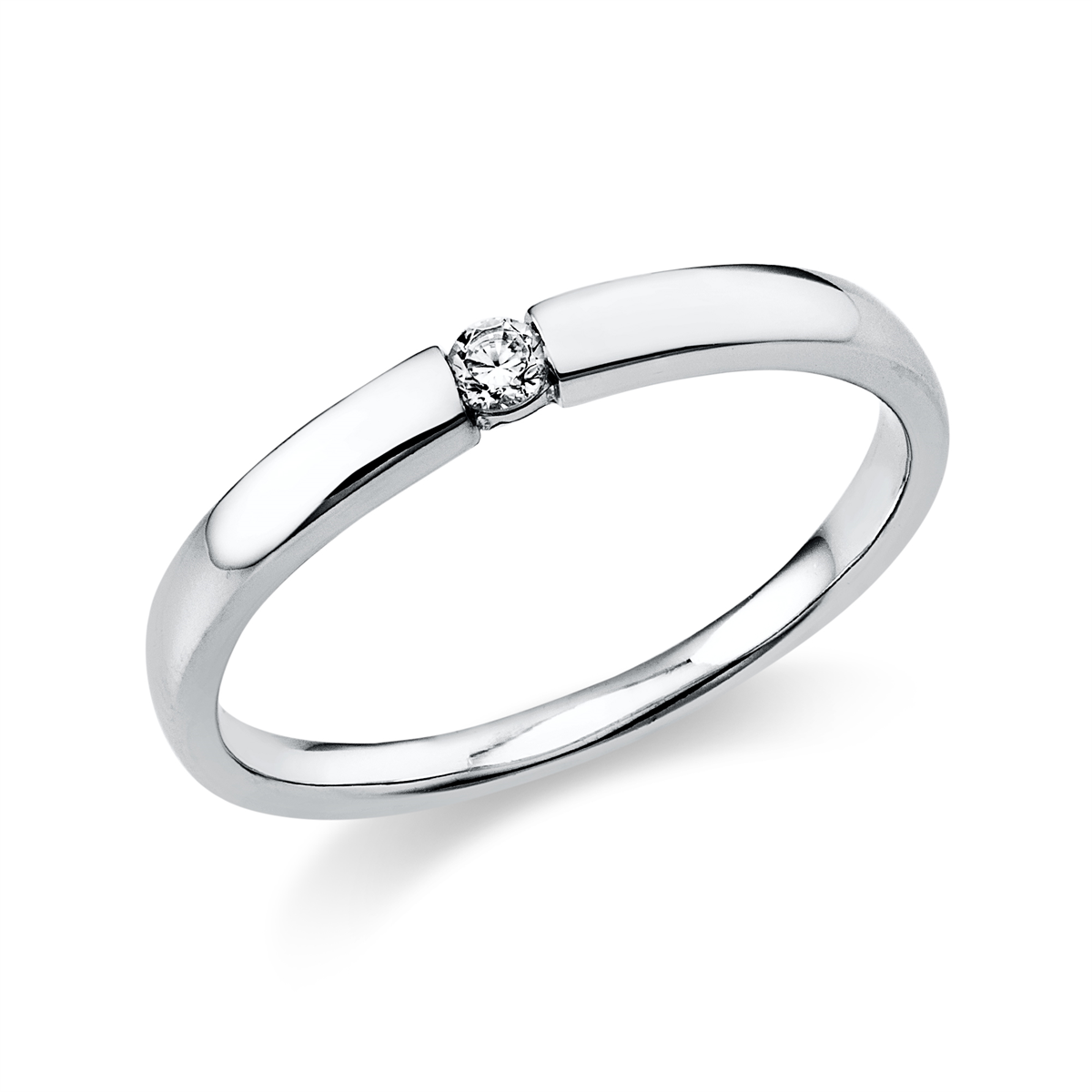 Solitaire Ring  18kt Weißgold poliert mit 0,05ct Diamanten