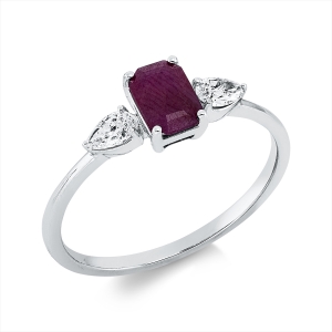 Ring 4er-Krappe 18 kt GG, Fassung rhodiniert