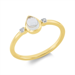 Ring 18 kt GG Tropfen, Fassung rhodiniert