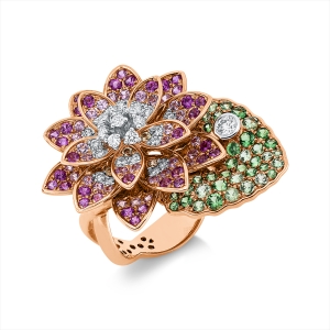 Ring 18 kt RG+WG Blume/Blumen
