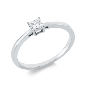 Solitaire Ring 4er-Krappe 18kt Weißgold mit 0,21ct Diamanten