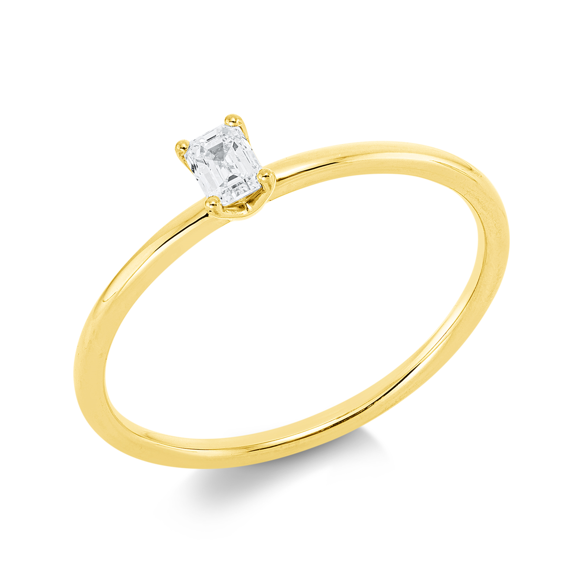 Solitaire Ring 4er-Krappe 18kt Gelbgold mit 0,17ct Diamanten