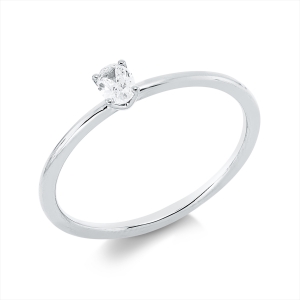 Solitaire Ring 4er-Krappe 18kt Weißgold mit 0,14ct Diamanten