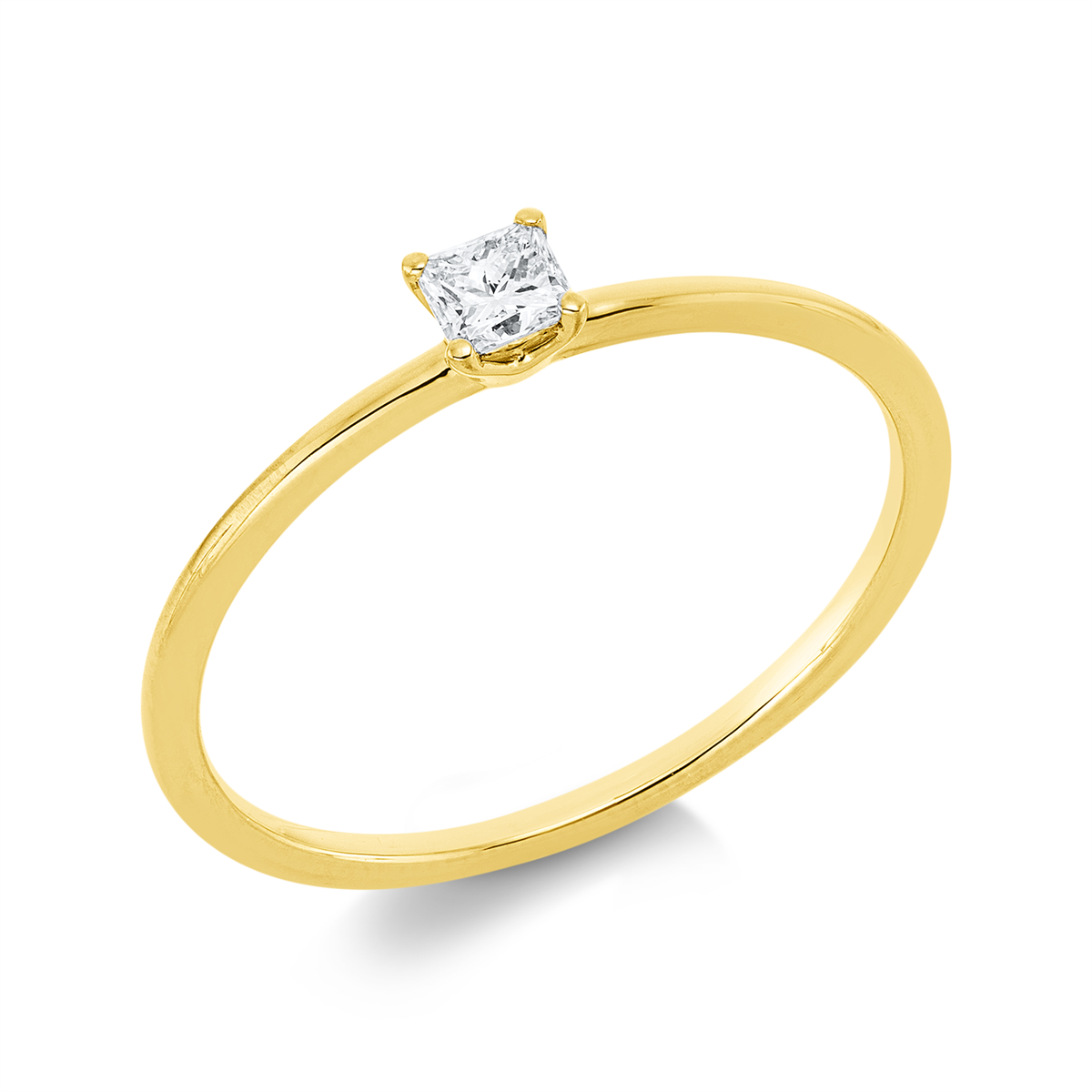 Solitaire Ring 4er-Krappe 18kt Gelbgold mit 0,15ct Diamanten