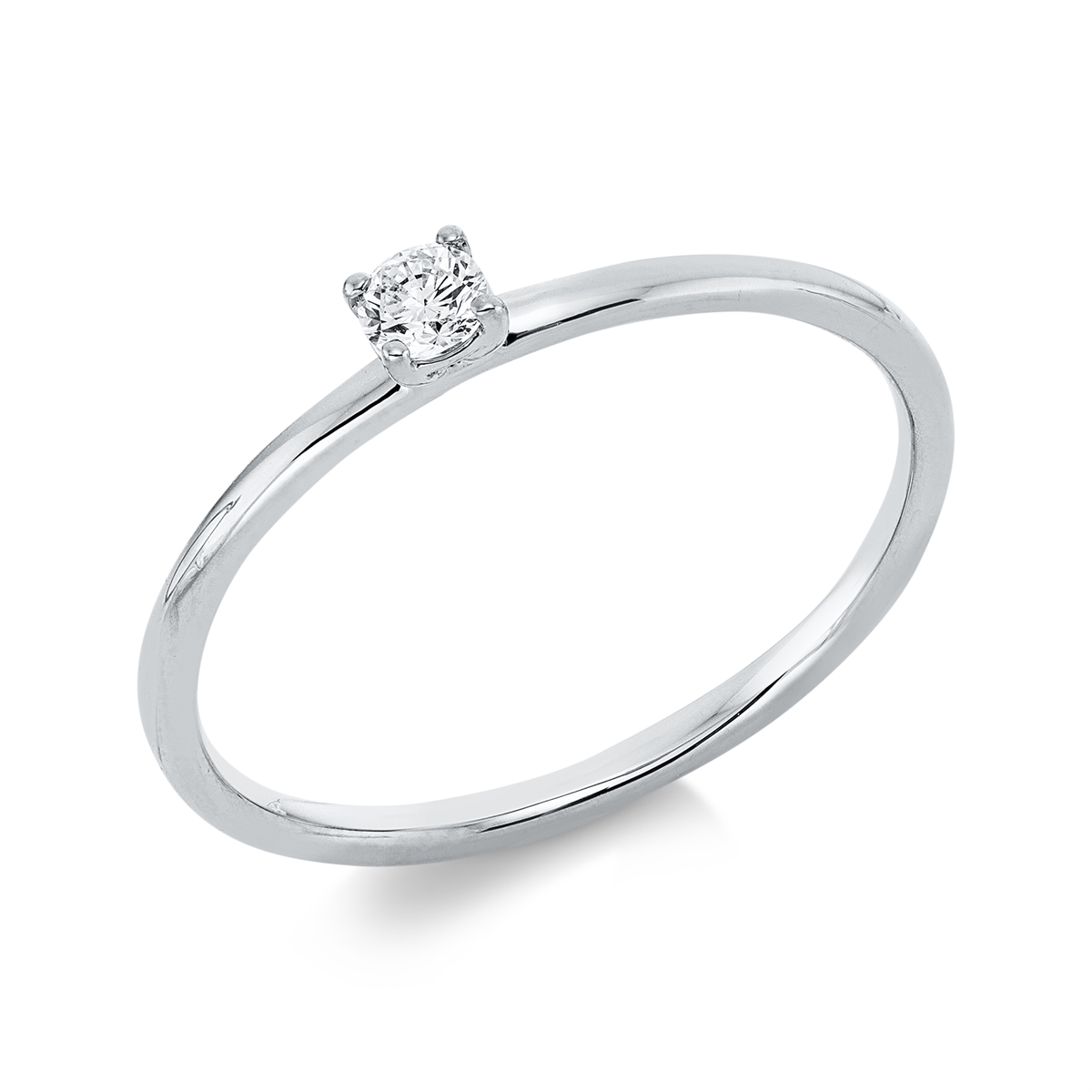 Solitaire Ring 4er-Krappe 18kt Weißgold mit 0,10ct Diamanten