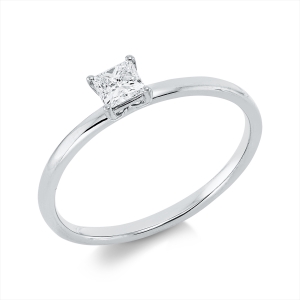 Solitaire Ring 4er-Krappe 18kt Weißgold mit 0,28ct Diamanten