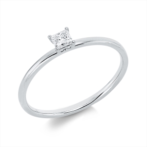 Solitaire Ring 4er-Krappe 18kt Weißgold mit 0,15ct Diamanten