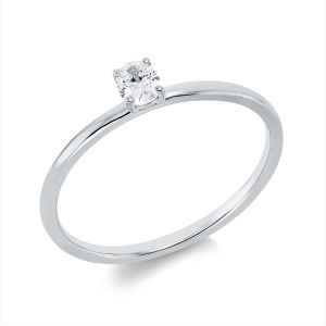 Solitaire Ring 4er-Krappe 18kt Weißgold mit 0,17ct Diamanten