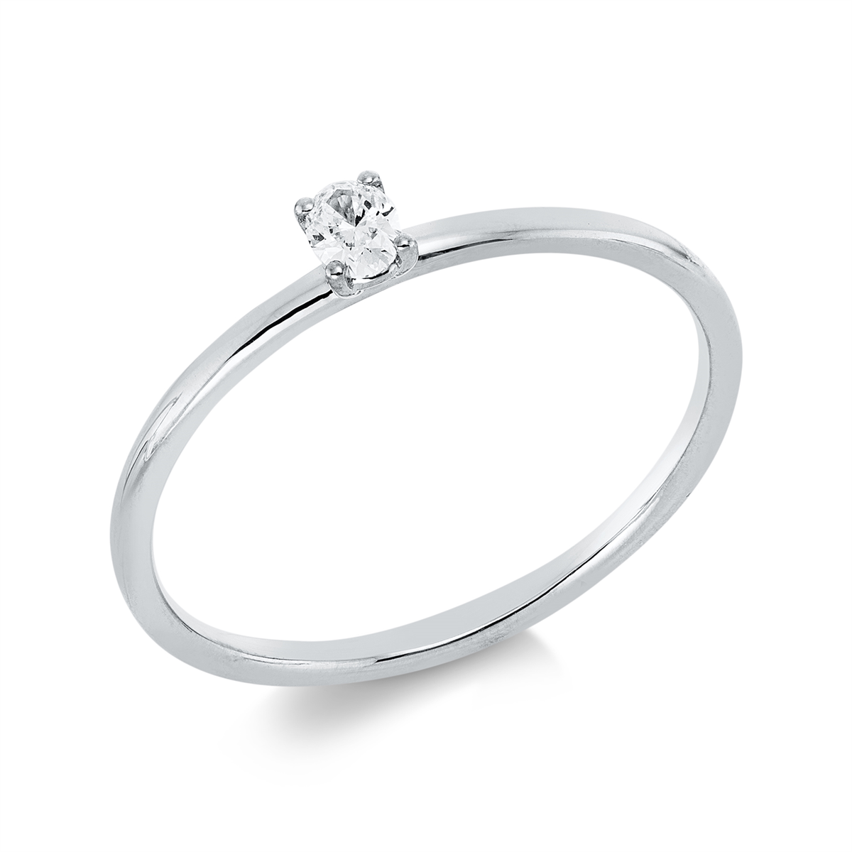 Solitaire Ring 4er-Krappe 18kt Weißgold mit 0,09ct Diamanten