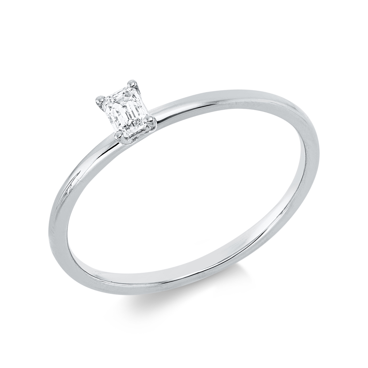 Solitaire Ring 4er-Krappe 18kt Weißgold mit 0,15ct Diamanten