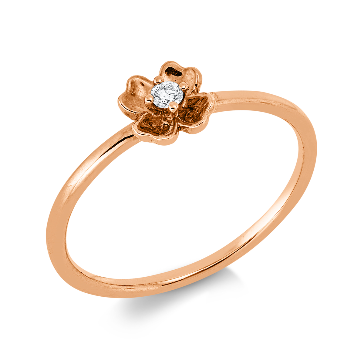 Solitaire Ring  18kt Rotgold mit 0,03ct Diamanten