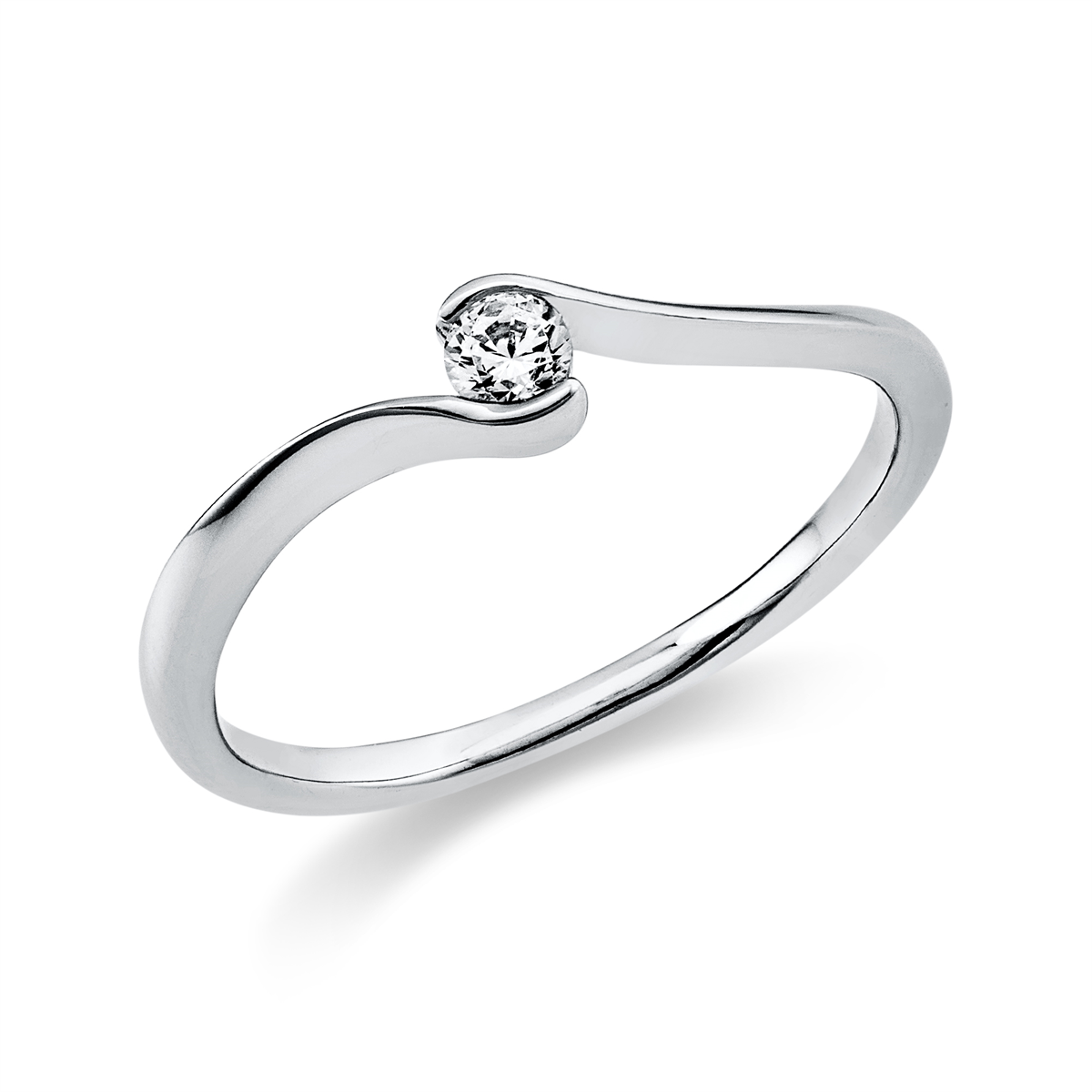 Solitaire Ring  14kt Weißgold mit 0,10ct Diamanten