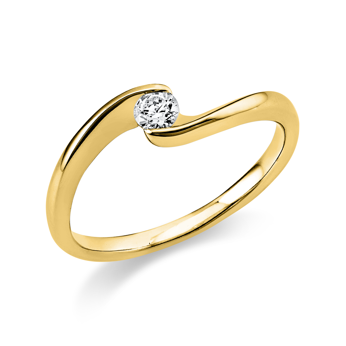 Solitaire Ring  18kt Gelbgold mit 0,15ct Diamanten