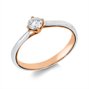 Solitaire Ring  18kt Weißgold / Rotgold mit 0,27ct Diamanten