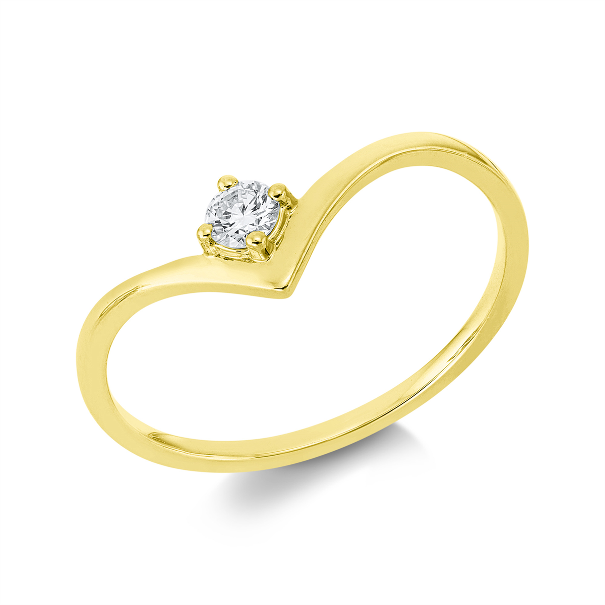 Solitaire Ring 4er-Krappe 18kt Gelbgold mit 0,11ct Diamanten