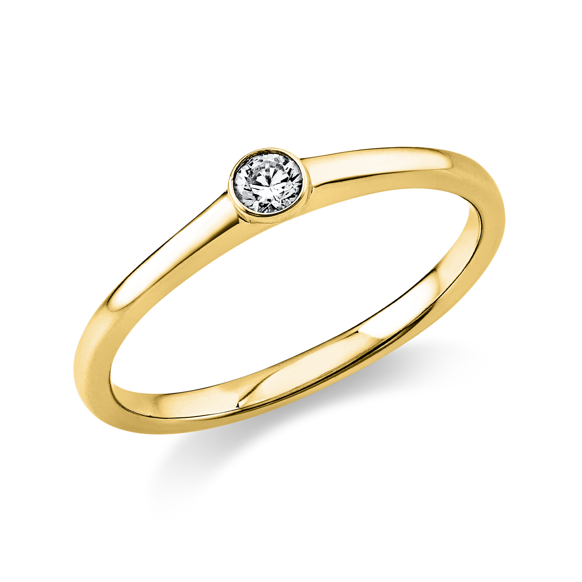Solitaire Ring  14kt Gelbgold mit 0,10ct Diamanten
