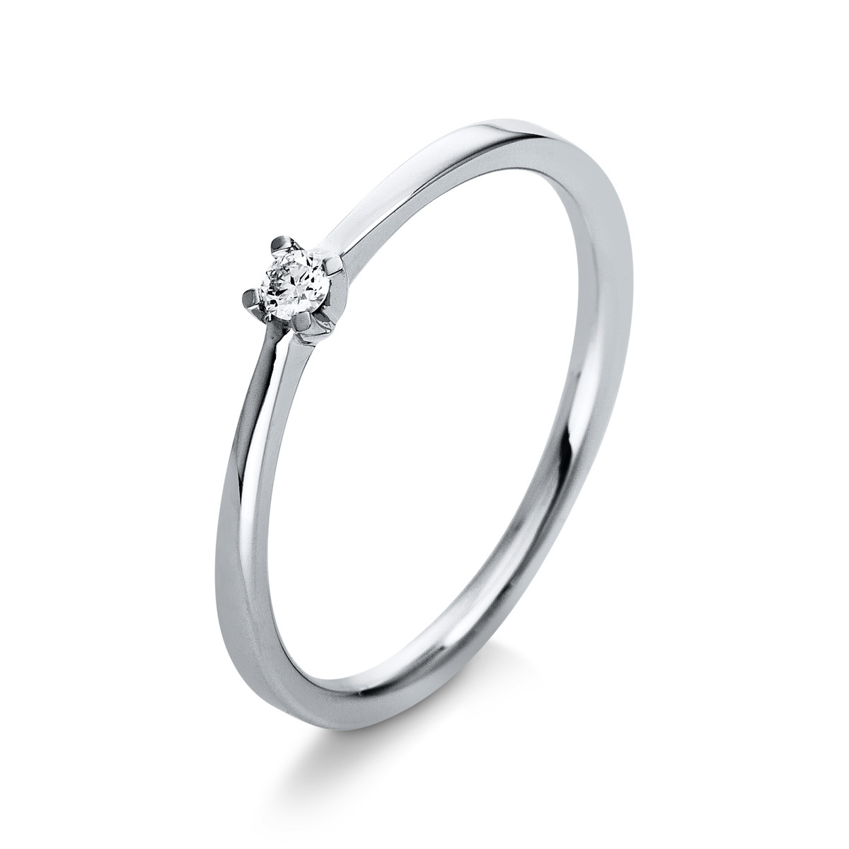 Solitaire Ring  18kt Weißgold mit 0,05ct Diamanten