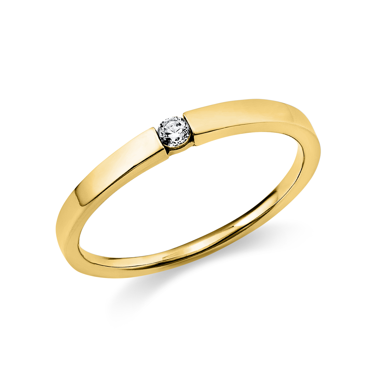 Solitaire Ring  18kt Gelbgold mit 0,05ct Diamanten