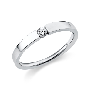Solitaire Ring  18kt Weißgold mit 0,10ct Diamanten