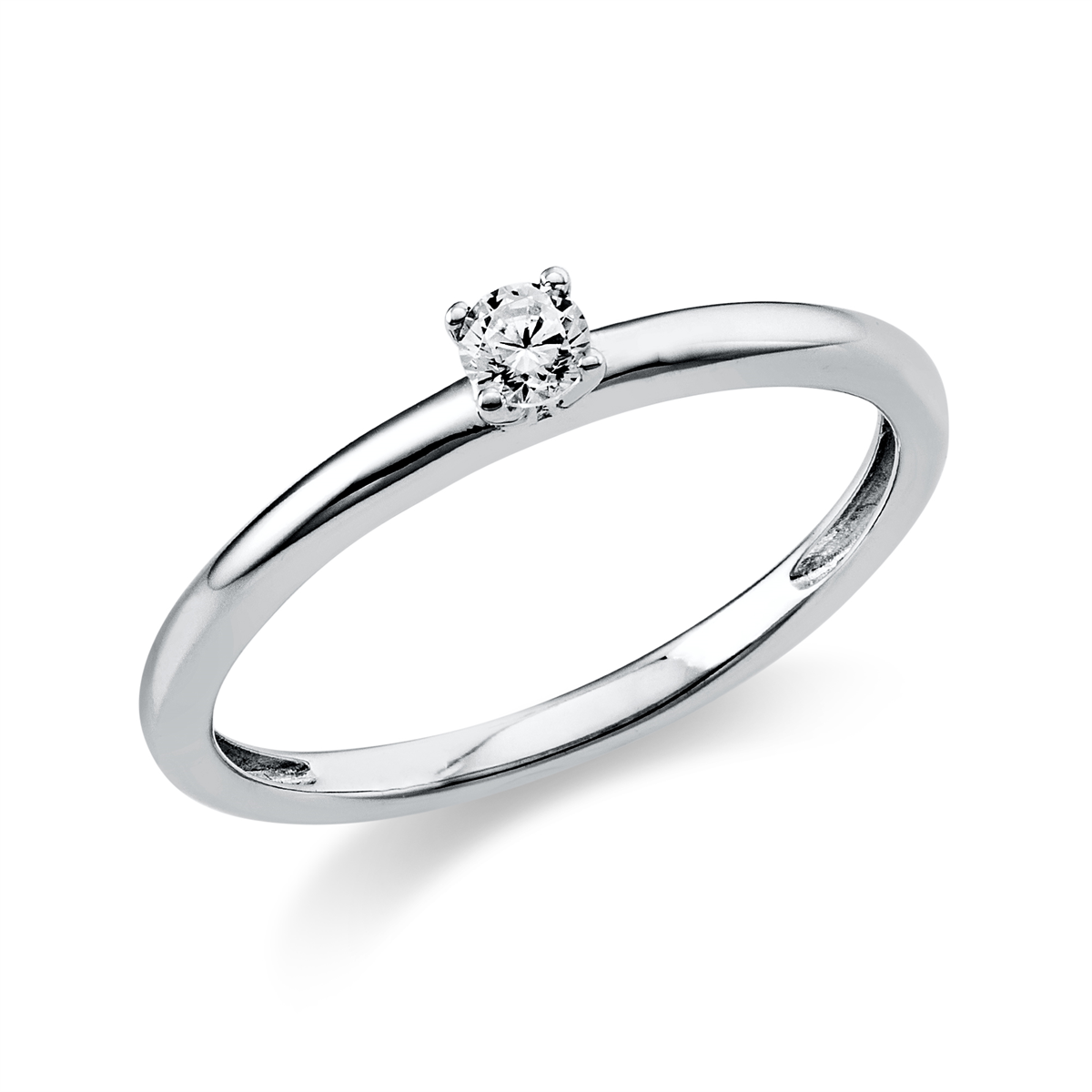 Solitaire Ring 4er-Krappe 950PL Platin mit 0,10ct Diamanten