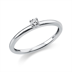 Solitaire Ring 4er-Krappe 950PL Platin mit 0,10ct Diamanten