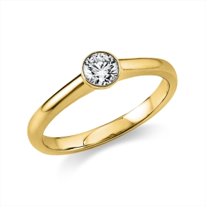 Solitaire Ring Zarge 14kt Gelbgold GIA6512717519 mit 0,30ct Diamanten