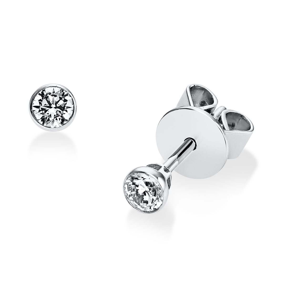 Solitaire Ohrstecker Zarge 14kt Weißgold mit 0,20ct Diamanten