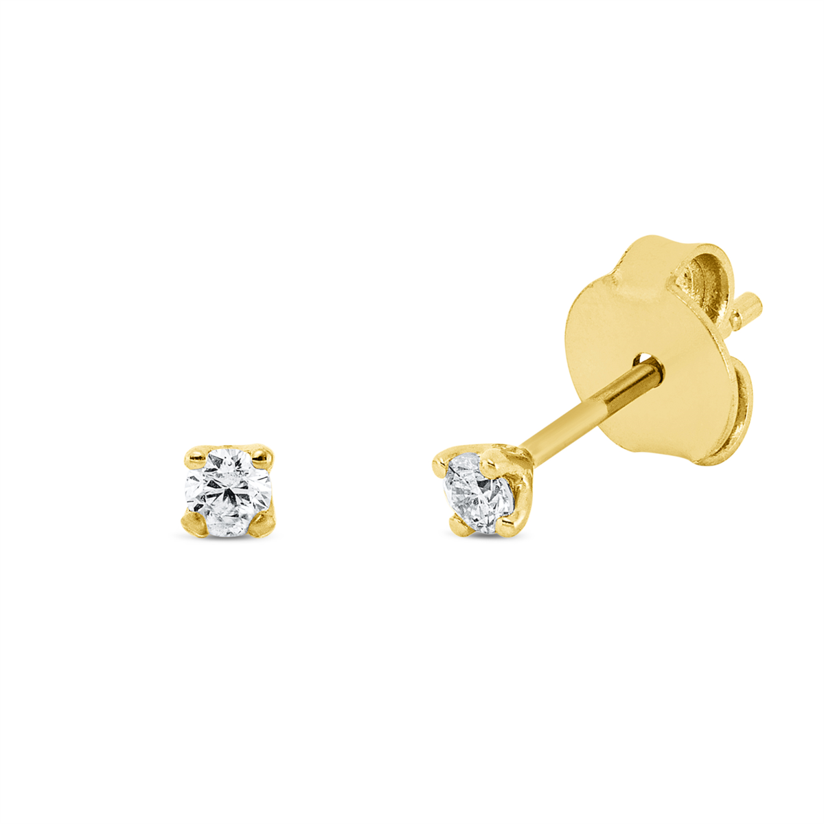 Solitaire Ohrstecker 4er-Krappe 18kt Gelbgold mit 0,11ct Diamanten