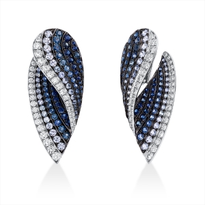 Ohrschmuck 18 kt WG, Fassung teils schwarz rhodinie