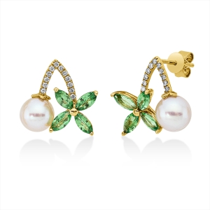 Ohrstecker  18kt Gelbgold mit Farbstein