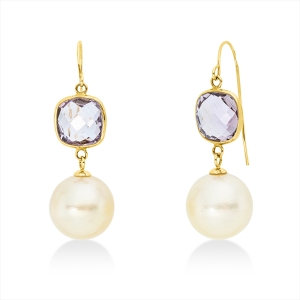 Ohrhänger  14kt Gelbgold mit Farbstein