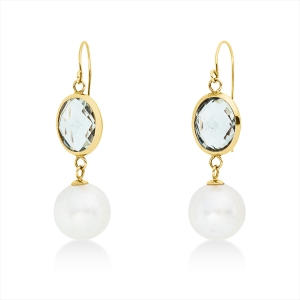 Ohrhänger  14kt Gelbgold mit Farbstein