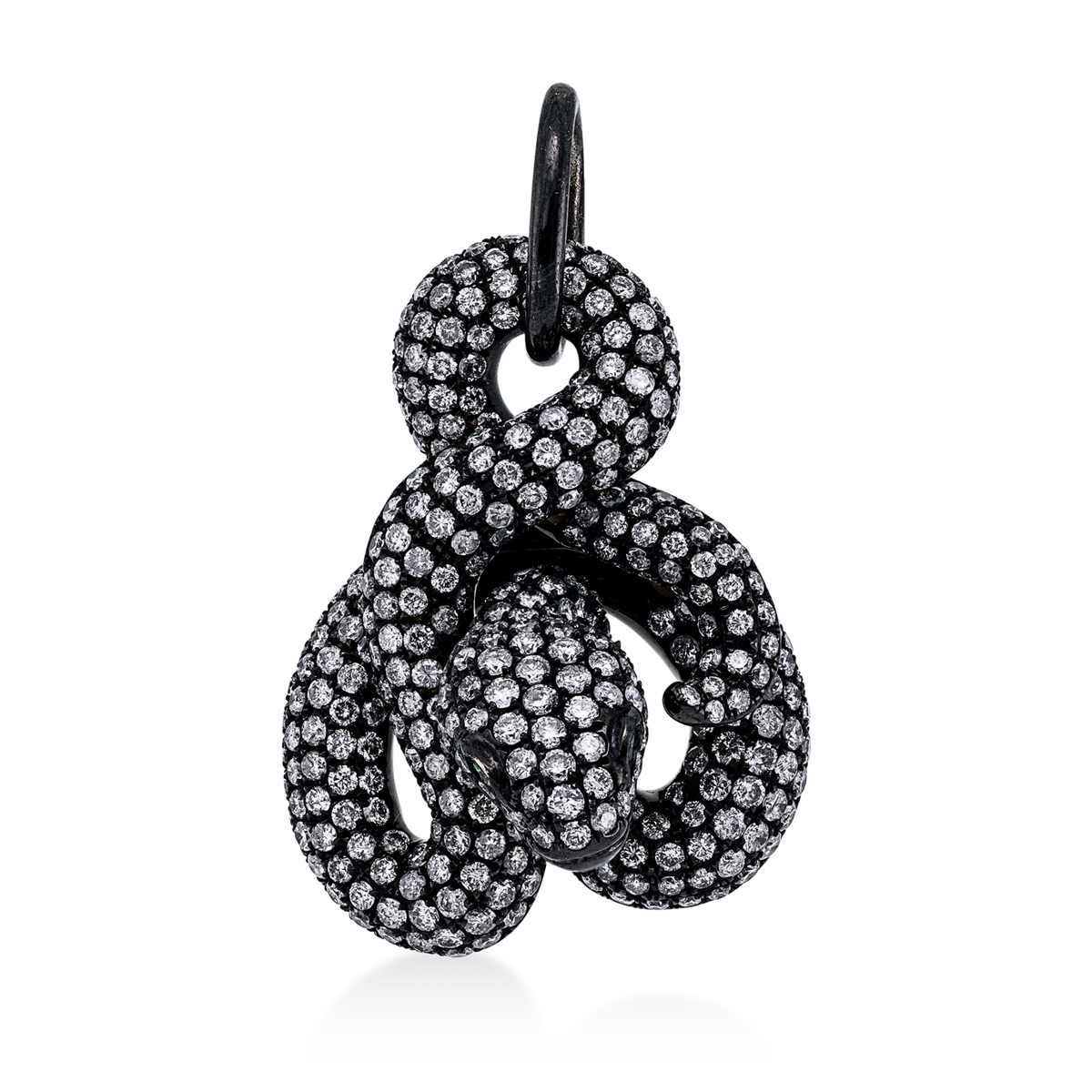 Anhänger 18 kt WG Schlange, Fassung schwarz rhodiniert