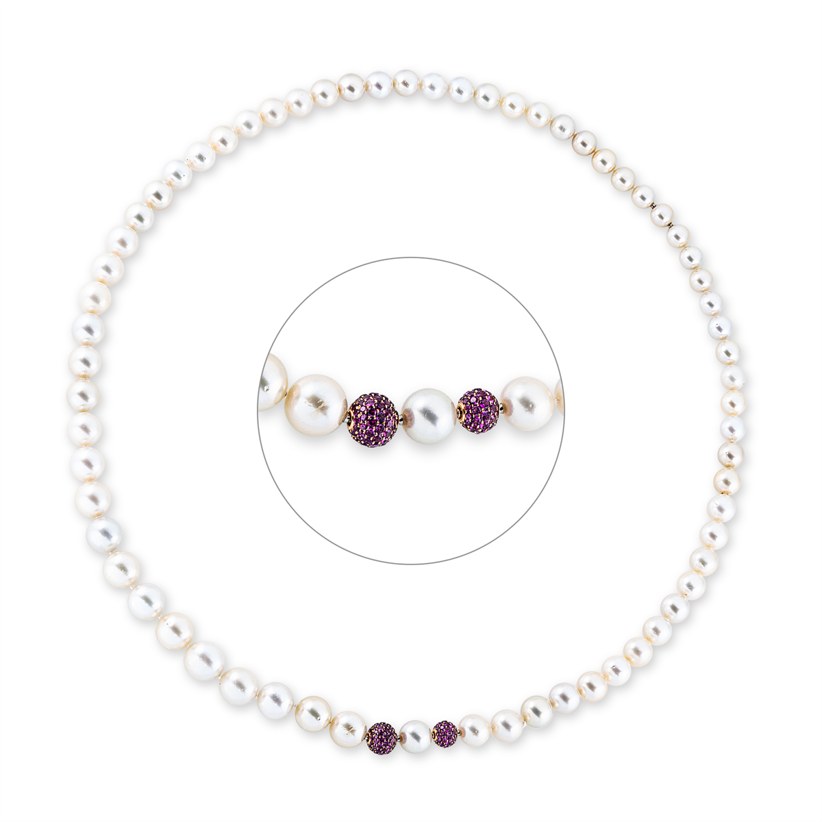 Collier  18kt Rotgold  2 x Kugelschließe mit Farbstein