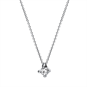 Solitaire Collier 4er-Krappe 14kt Weißgold mit 0,10ct Diamanten