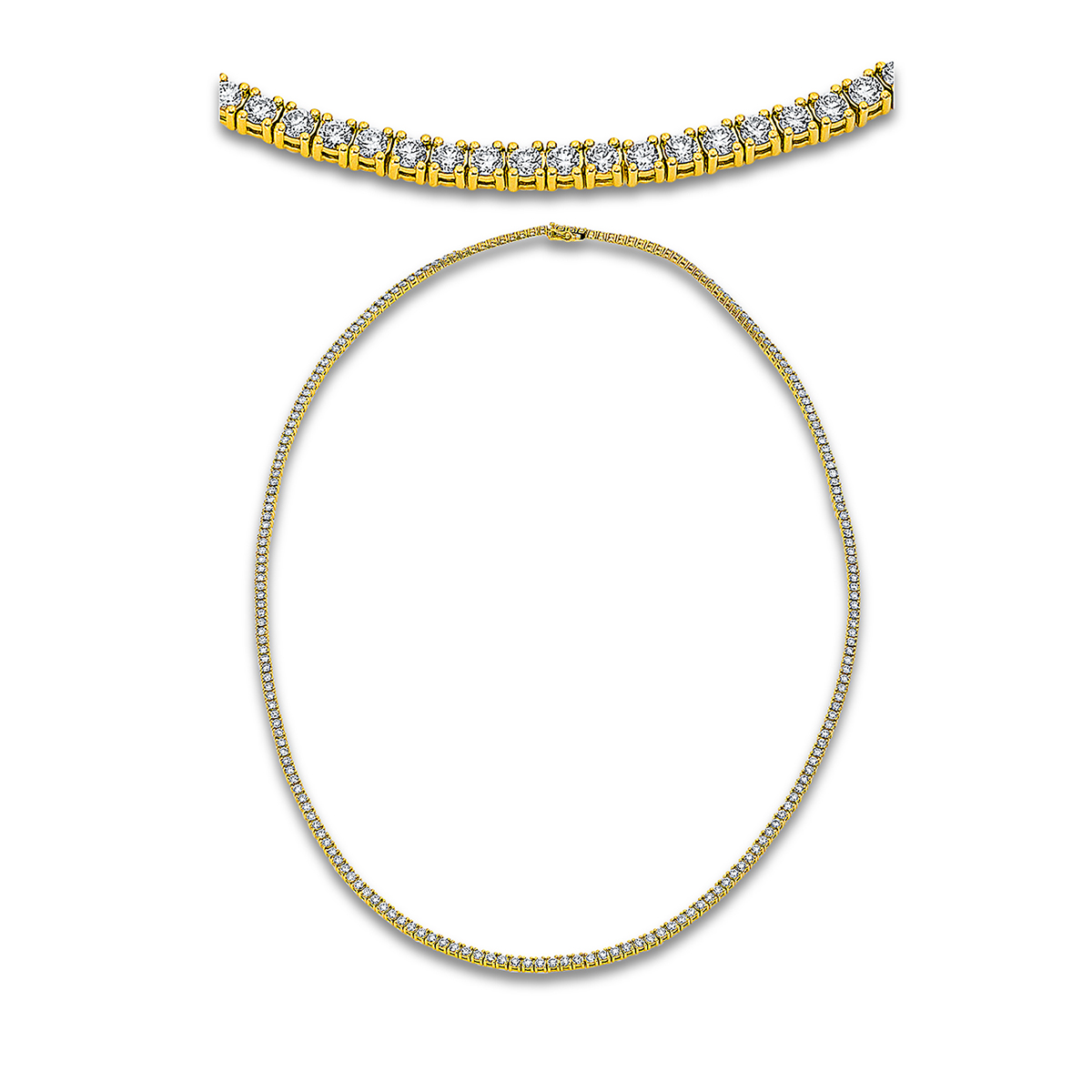 Tenniscollier  18kt Gelbgold mit 9,40ct Diamanten