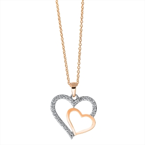 Collier 18 kt RG Herz, Fassung rhodiniert