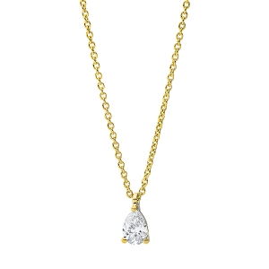 Solitaire Collier 3er-Krappe 18kt Gelbgold mit ZÖ 42 cm mit 0,20ct Diamanten