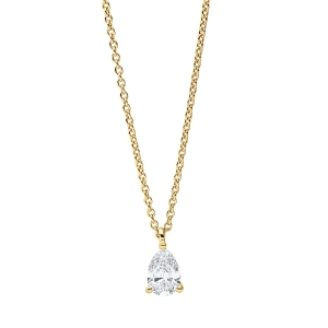 Solitaire Collier 3er-Krappe 18kt Gelbgold mit ZÖ 42 cm mit 0,25ct Diamanten