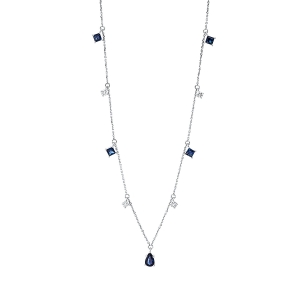 Collier 18 kt WG, mit ZÖ 42cm, 43cm, 44cm