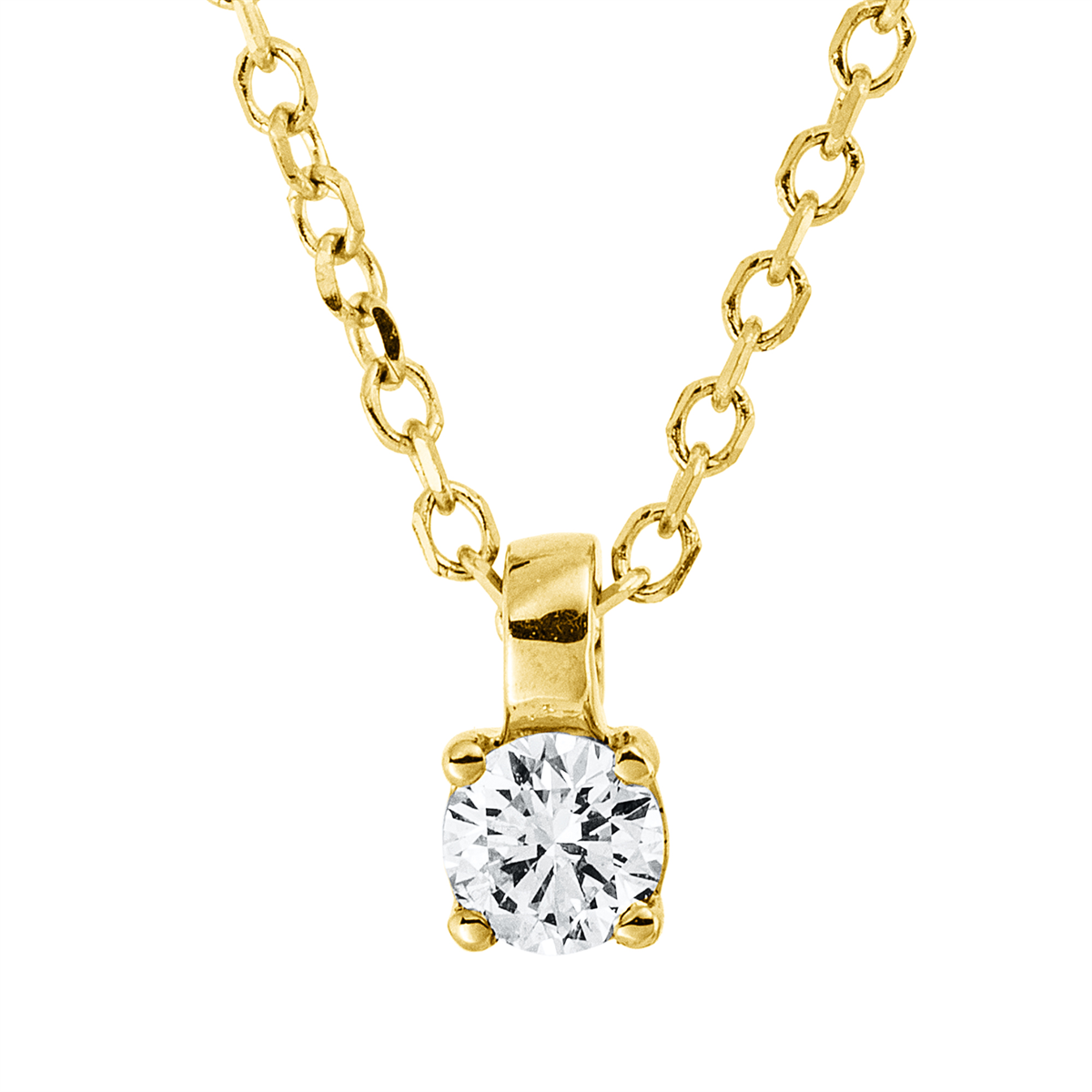 Solitaire Collier 4er-Krappe 18kt Gelbgold mit ZÖ 42 cm mit 0,09ct Diamanten