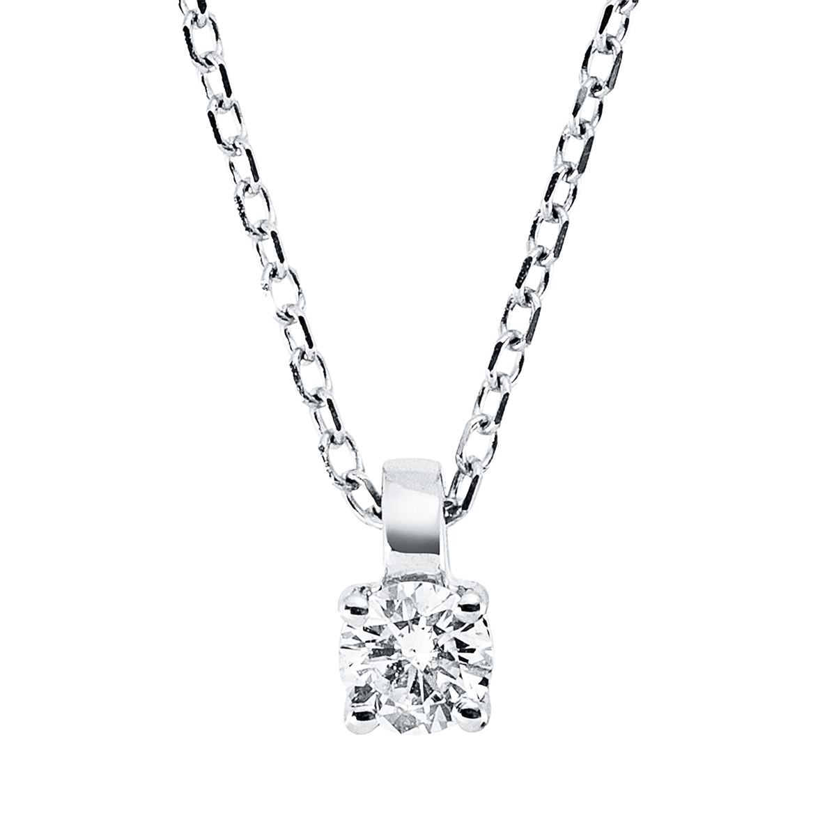 Solitaire Collier 4er-Krappe 18kt Weißgold mit ZÖ 42 cm mit 0,14ct Diamanten