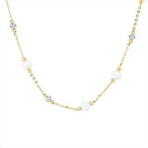 Collier  18kt Gelbgold mit ZÖ 38 cm, Fassung rhod. mit 0,07ct Diamanten