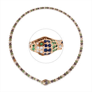 Collier 18 kt RG Schlange, Fassung teils schwarz rhodinie