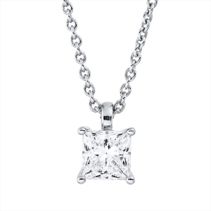 Solitaire Collier  18kt Weißgold GIA6521325959, ZÖ 42 cm mit 0,33ct Diamanten