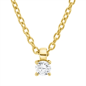 Solitaire Collier 4er-Krappe 18kt Gelbgold mit ZÖ 42 cm mit 0,05ct Diamanten
