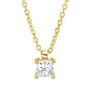 Solitaire Collier 4er-Krappe 18kt Gelbgold mit ZÖ 42 cm mit 0,20ct Diamanten