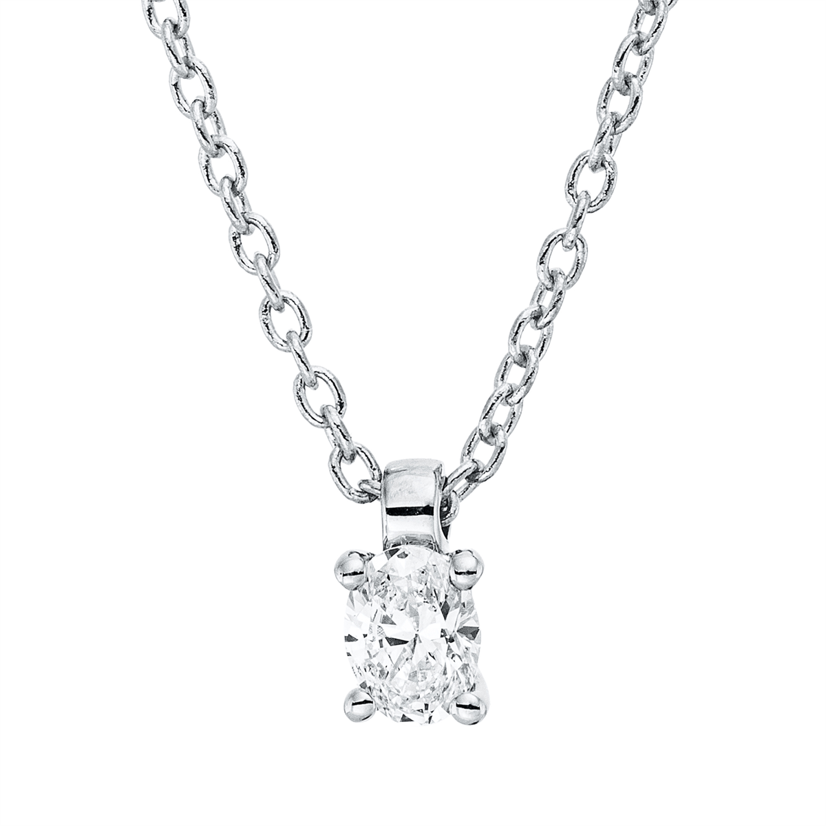 Solitaire Collier 4er-Krappe 18kt Weißgold mit ZÖ 42 cm mit 0,09ct Diamanten