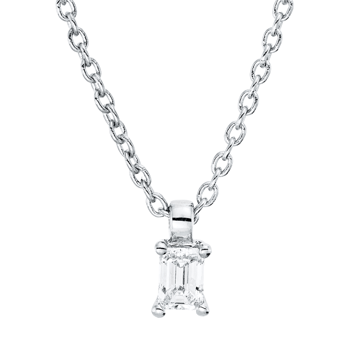 Solitaire Collier 4er-Krappe 18kt Weißgold mit ZÖ 42 cm mit 0,10ct Diamanten