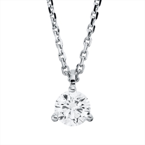 Solitaire Collier 3er-Krappe 18kt Weißgold GIA6521589811, ZÖ 42 cm mit 0,70ct Diamanten
